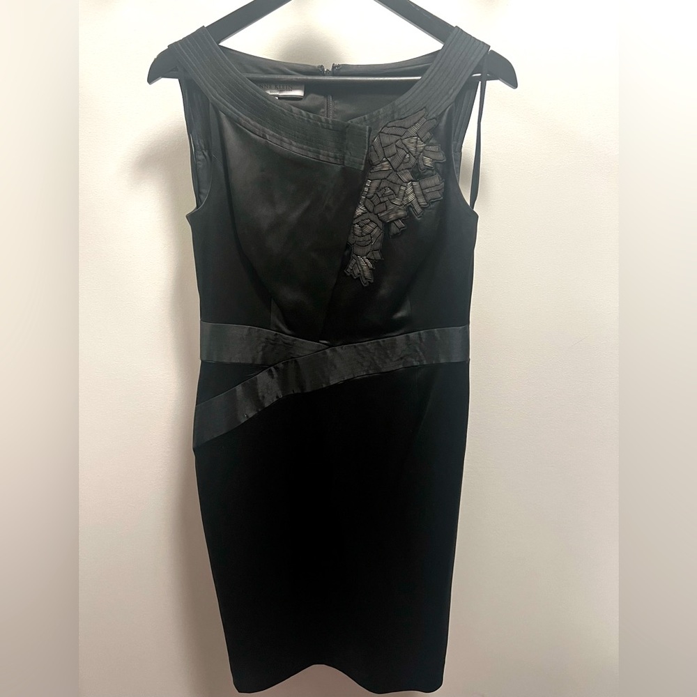 Black, Anne Klein formal (above knee) dress with embroidery. Sz 6